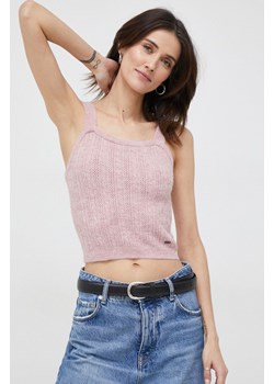 Pepe Jeans top z domieszką wełny Tiana damska kolor różowy ze sklepu ANSWEAR.com w kategorii Bluzki damskie - zdjęcie 154082922