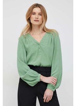 United Colors of Benetton bluzka damska kolor zielony gładka ze sklepu ANSWEAR.com w kategorii Bluzki damskie - zdjęcie 154084280