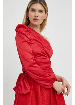 Pinko bluzka damska kolor czerwony gładka ze sklepu ANSWEAR.com w kategorii Bluzki damskie - zdjęcie 154084321