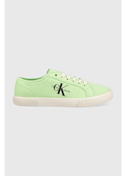 Calvin Klein Jeans tenisówki ESS VULC MONO W damskie kolor zielony ze sklepu ANSWEAR.com w kategorii Trampki damskie - zdjęcie 154084640