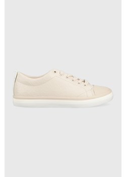 Calvin Klein tenisówki skórzane LOW PROF VULC LACE UP - HF MONO kolor beżowy ze sklepu ANSWEAR.com w kategorii Trampki damskie - zdjęcie 154084824
