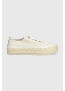Tommy Hilfiger tenisówki VULC ROPE MONOGRAM WHITE DENIM damskie kolor beżowy FW0FW07254 ze sklepu ANSWEAR.com w kategorii Trampki damskie - zdjęcie 154085433