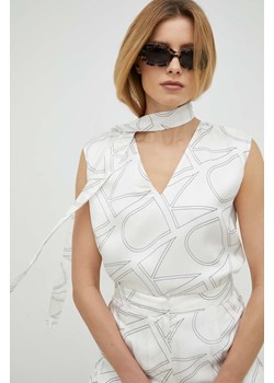 Calvin Klein bluzka damska kolor biały wzorzysta ze sklepu ANSWEAR.com w kategorii Bluzki damskie - zdjęcie 154087621