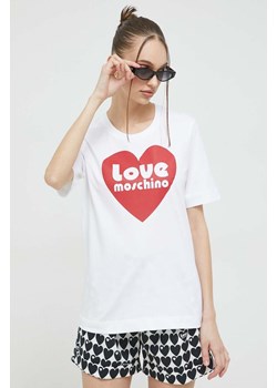 Love Moschino t-shirt bawełniany kolor biały ze sklepu ANSWEAR.com w kategorii Bluzki damskie - zdjęcie 154088204