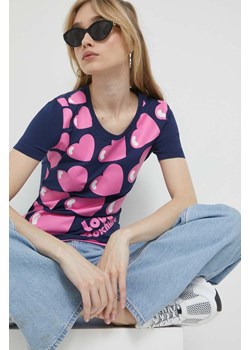 Love Moschino t-shirt damski kolor granatowy ze sklepu ANSWEAR.com w kategorii Bluzki damskie - zdjęcie 154088254