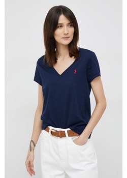 Polo Ralph Lauren t-shirt bawełniany kolor granatowy ze sklepu ANSWEAR.com w kategorii Bluzki damskie - zdjęcie 154088363