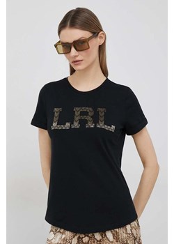 Lauren Ralph Lauren t-shirt bawełniany kolor czarny ze sklepu ANSWEAR.com w kategorii Bluzki damskie - zdjęcie 154088414