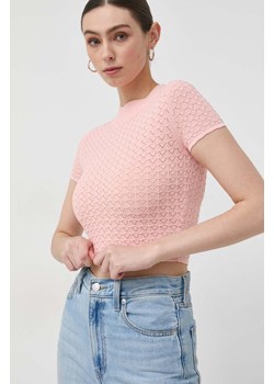Guess t-shirt damski kolor różowy ze sklepu ANSWEAR.com w kategorii Bluzki damskie - zdjęcie 154088914