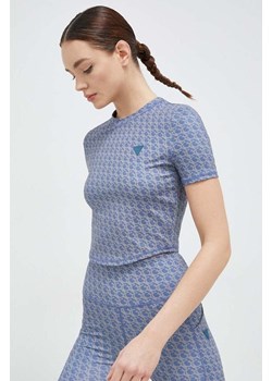 Guess t-shirt damski kolor niebieski ze sklepu ANSWEAR.com w kategorii Bluzki damskie - zdjęcie 154088973