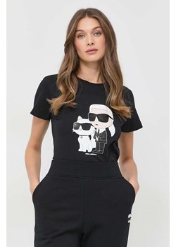 Karl Lagerfeld t-shirt bawełniany kolor czarny ze sklepu ANSWEAR.com w kategorii Bluzki damskie - zdjęcie 154089221