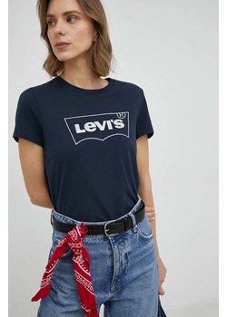 Levi&apos;s t-shirt bawełniany kolor granatowy ze sklepu ANSWEAR.com w kategorii Bluzki damskie - zdjęcie 154089583