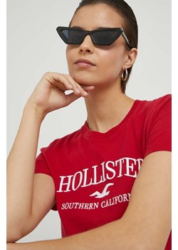 Hollister Co. t-shirt bawełniany kolor czerwony ze sklepu ANSWEAR.com w kategorii Bluzki damskie - zdjęcie 154090211