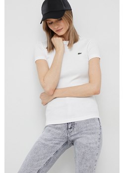 Lacoste t-shirt bawełniany kolor biały ze sklepu ANSWEAR.com w kategorii Bluzki damskie - zdjęcie 154091433