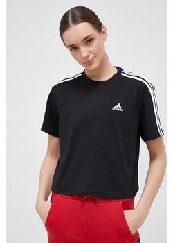 adidas t-shirt bawełniany kolor czarny ze sklepu ANSWEAR.com w kategorii Bluzki damskie - zdjęcie 154093264