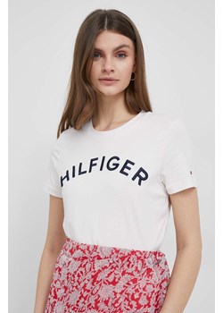 Tommy Hilfiger t-shirt bawełniany kolor beżowy ze sklepu ANSWEAR.com w kategorii Bluzki damskie - zdjęcie 154093583