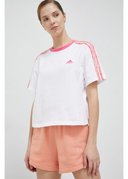 adidas t-shirt damski kolor biały ze sklepu ANSWEAR.com w kategorii Bluzki damskie - zdjęcie 154093712