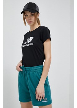New Balance t-shirt bawełniany kolor czarny WT31546BK-6BK ze sklepu ANSWEAR.com w kategorii Bluzki damskie - zdjęcie 154095460