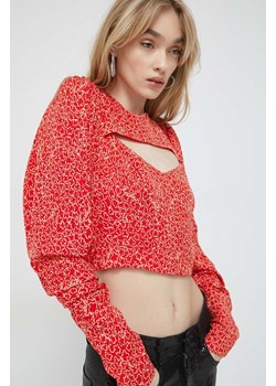 Rotate bluzka damska kolor czerwony wzorzysta ze sklepu ANSWEAR.com w kategorii Bluzki damskie - zdjęcie 154095563