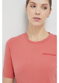 Peak Performance t-shirt bawełniany kolor różowy ze sklepu ANSWEAR.com w kategorii Bluzki damskie - zdjęcie 154095574