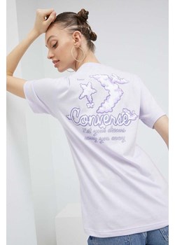 Converse t-shirt bawełniany kolor fioletowy ze sklepu ANSWEAR.com w kategorii Bluzki damskie - zdjęcie 154095753