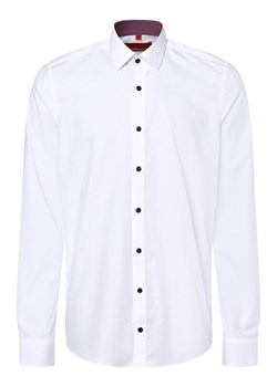 Finshley & Harding Koszula męska łatwa w prasowaniu z bardzo długim rękawem Mężczyźni Slim Fit Bawełna biały wypukły wzór tkaniny kołnierzyk kent ze sklepu vangraaf w kategorii Koszule męskie - zdjęcie 154168332
