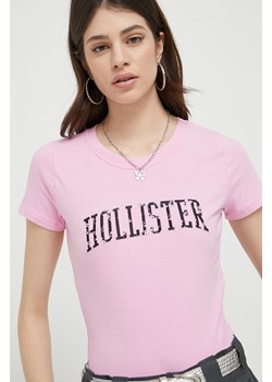 Hollister Co. t-shirt damski kolor różowy ze sklepu ANSWEAR.com w kategorii Bluzki damskie - zdjęcie 154176310