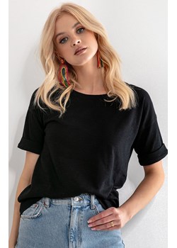 Koszulka damska oversize czarna bluzka basic F1190, Kolor czarny, Rozmiar L/XL, Fobya ze sklepu Primodo w kategorii Bluzki damskie - zdjęcie 154187781