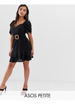 ASO PETITE Czarna sukienka falbanki bufki (30) ze sklepu SUPELO w kategorii Sukienki - zdjęcie 154305564