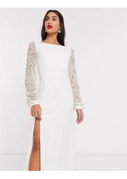 VIRGOS LOUNGE Biała suknia zdobione rękawy (34) ze sklepu SUPELO w kategorii Sukienki - zdjęcie 154306960