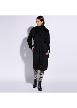 Damski płaszcz dwurzędowy z przeszyciami czarny ze sklepu WITTCHEN w kategorii Płaszcze damskie - zdjęcie 154314712