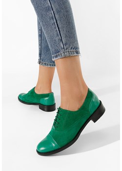 Zielone oxfordy damskie Genave ze sklepu Zapatos w kategorii Półbuty damskie - zdjęcie 154320924