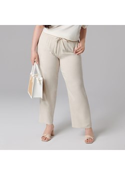 Sinsay - Spodnie z lnem - Kremowy ze sklepu Sinsay w kategorii Spodnie damskie - zdjęcie 154325503