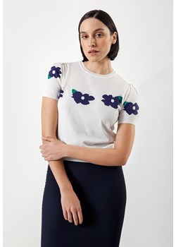 Dzianinowa bluzka w niebieskie kwiaty ze sklepu Molton w kategorii Bluzki damskie - zdjęcie 154362423