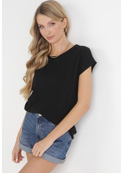 Czarny T-shirt Bawełniany z Krótkim Rękawem Erestusia ze sklepu Born2be Odzież w kategorii Bluzki damskie - zdjęcie 154366002
