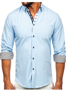 Koszula męska z długim rękawem błękitna Bolf 3762 ze sklepu Denley w kategorii Koszule męskie - zdjęcie 154373912