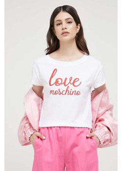 Love Moschino t-shirt bawełniany kolor biały ze sklepu ANSWEAR.com w kategorii Bluzki damskie - zdjęcie 154376920