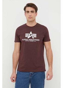 Alpha Industries t-shirt bawełniany Basic T-Shirt kolor bordowy z nadrukiem 100501.21 ze sklepu ANSWEAR.com w kategorii T-shirty męskie - zdjęcie 154377092