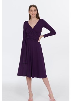 Sukienka infinity midi z długim rękawem Purple Rain, XS ze sklepu NAOKO w kategorii Sukienki - zdjęcie 154385213