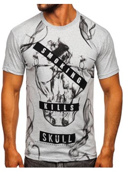 Szary bawełniany t-shirt męski z nadrukiem Denley 14701 ze sklepu Denley w kategorii T-shirty męskie - zdjęcie 154397840