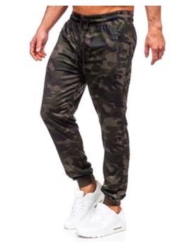 Ciemnozielone spodnie męskie joggery dresowe moro Denley JX6185 ze sklepu Denley w kategorii Spodnie męskie - zdjęcie 154397843