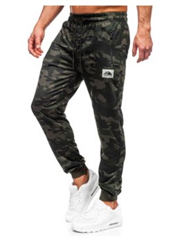 Ciemnozielone spodnie męskie joggery dresowe moro Denley JX6186 ze sklepu Denley w kategorii Spodnie męskie - zdjęcie 154397850