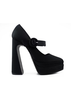 Czarne buty na platformie na wysokim obcasie ze sklepu Kokietki w kategorii Czółenka - zdjęcie 154399722