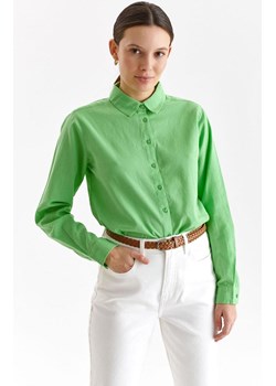 Top Secret bawełniana koszula damska z dodatkiem lnu w kolorze zielonym  SKL3430, Kolor zielony, Rozmiar 40, Top Secret ze sklepu Primodo w kategorii Koszule damskie - zdjęcie 154401874