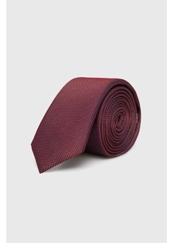 BOSS krawat z domieszką jedwabiu kolor bordowy ze sklepu ANSWEAR.com w kategorii Krawaty - zdjęcie 154414282