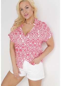 Różowa Koszula z Fantazyjnym Printem Fiazza ze sklepu Born2be Odzież w kategorii Koszule damskie - zdjęcie 154418221