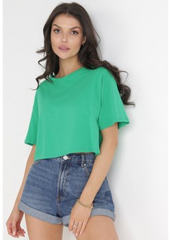 Zielony Krótki T-shirt Oversize Lilu ze sklepu Born2be Odzież w kategorii Bluzki damskie - zdjęcie 154418542