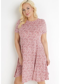Ciemnoróżowa Trapezowa Sukienka Mini w Kwiatowy Wzór Aganis ze sklepu Born2be Odzież w kategorii Sukienki - zdjęcie 154418834