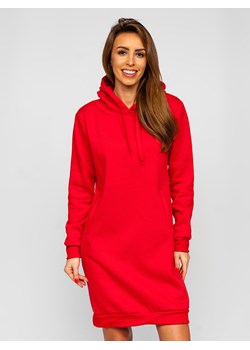 Czerwona długa bluza damska z kapturem Denley YS10005-A ze sklepu denley damskie w kategorii Bluzy damskie - zdjęcie 154425753