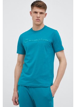 Champion t-shirt bawełniany kolor zielony gładki ze sklepu ANSWEAR.com w kategorii T-shirty męskie - zdjęcie 154450824