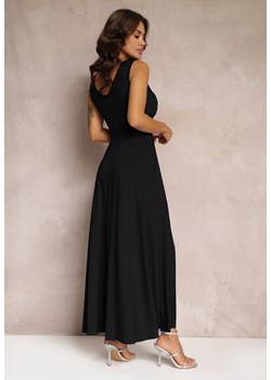 Czarna Sukienka Maxi Bez Rękawów z Ozdobnym Marszczeniem na Biuście Eliphira ze sklepu Renee odzież w kategorii Sukienki - zdjęcie 154469281